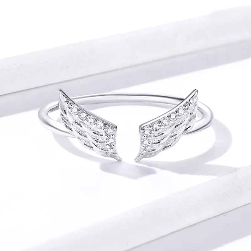 (image for) Pandora Style Silver Wings Open Ring - BSR108 - View 2