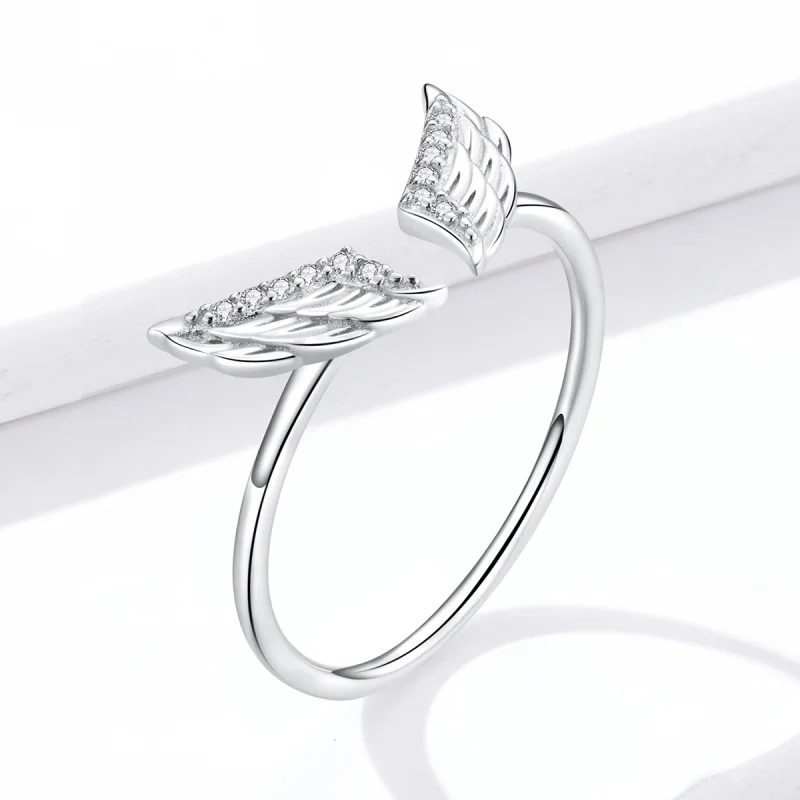 (image for) Pandora Style Silver Wings Open Ring - BSR108 - View 4