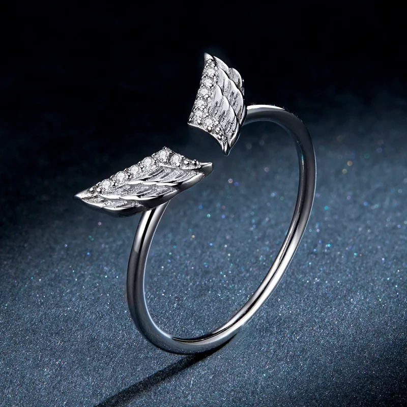 (image for) Pandora Style Silver Wings Open Ring - BSR108 - View 5