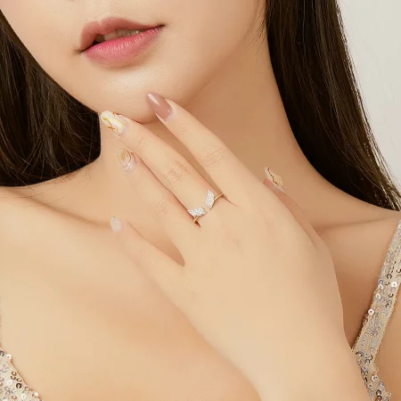 Pandora Style Silver Wings Open Ring - BSR108