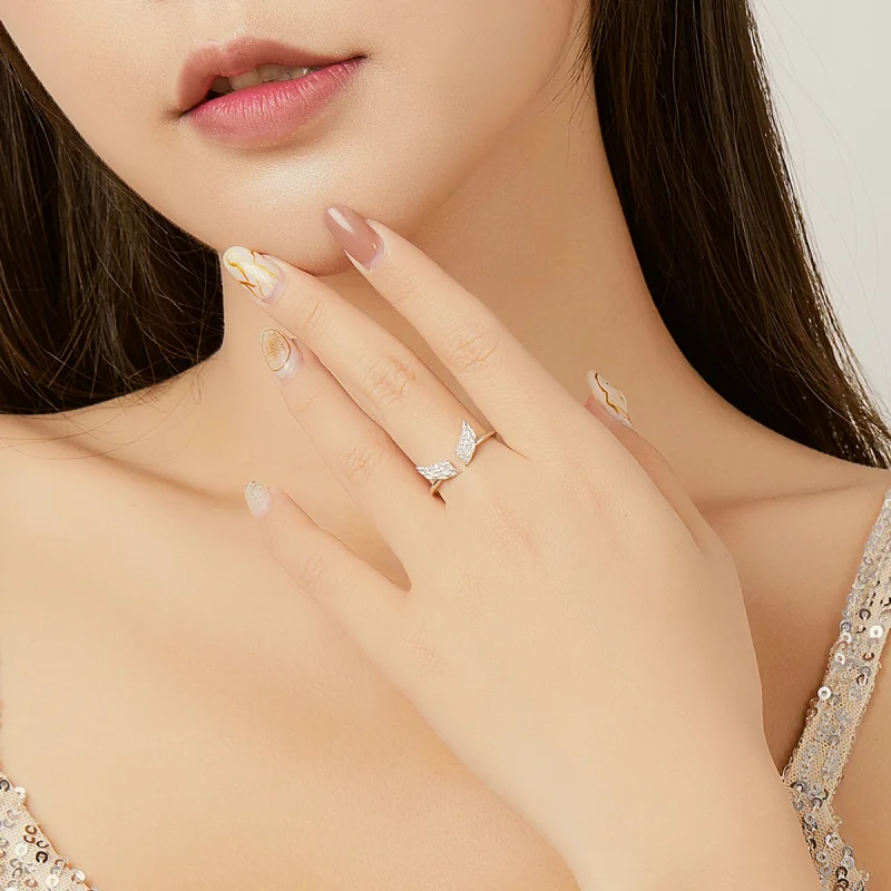 (image for) Pandora Style Silver Wings Open Ring - BSR108 - View 7