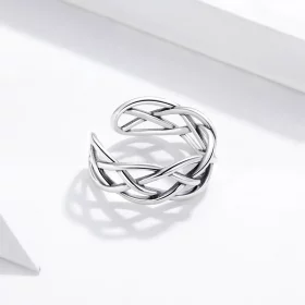 Pandora Style Silver Woven Texture Open Ring - SCR675 Pandora Style Silver Woven Texture Open Ring - SCR675