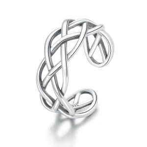 (image for) Pandora Style Silver Woven Texture Open Ring - SCR675