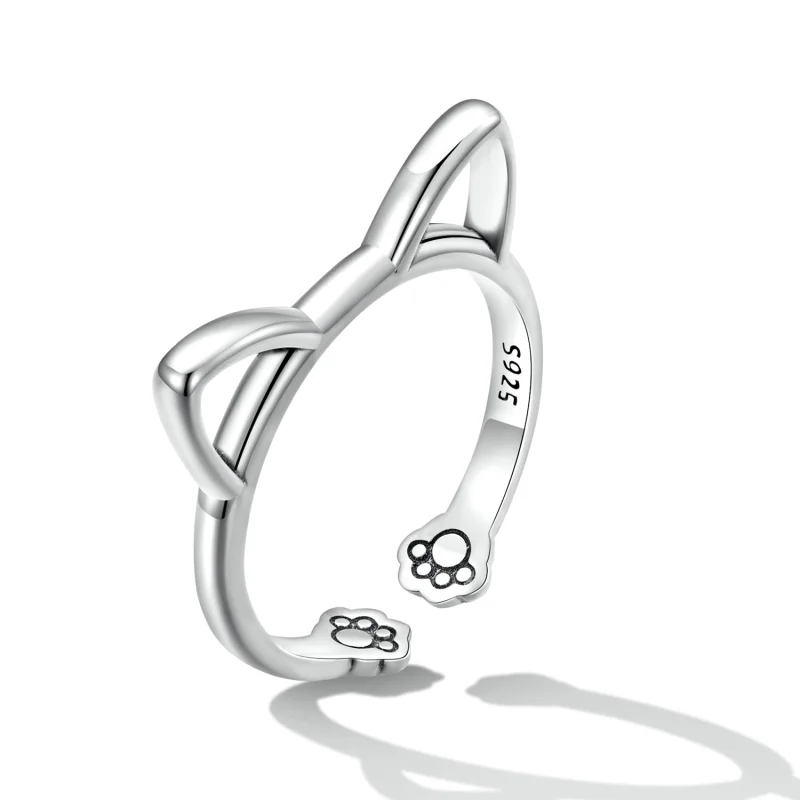 (image for) Pandora Style Simple Cat Open Ring - SCR832 - View 2