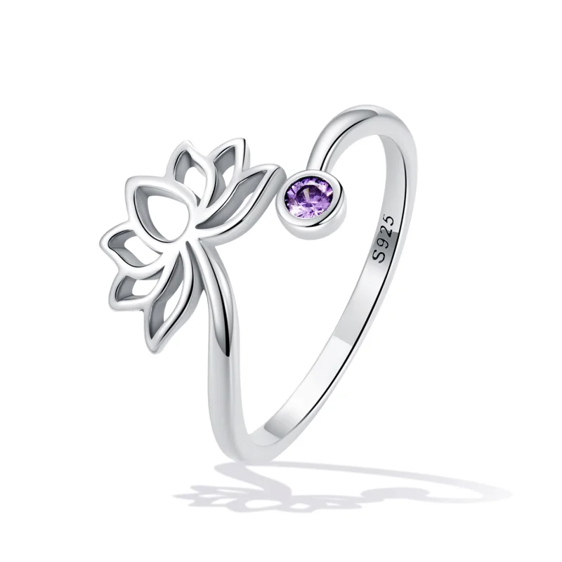 (image for) Pandora Style Simple Lotus Open Ring - SCR821 - View 2