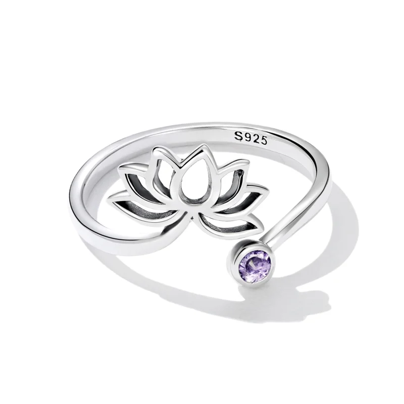 (image for) Pandora Style Simple Lotus Open Ring - SCR821 - View 3