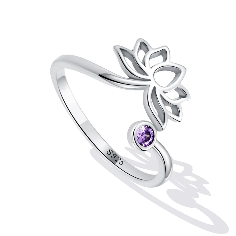 (image for) Pandora Style Simple Lotus Open Ring - SCR821 - View 5