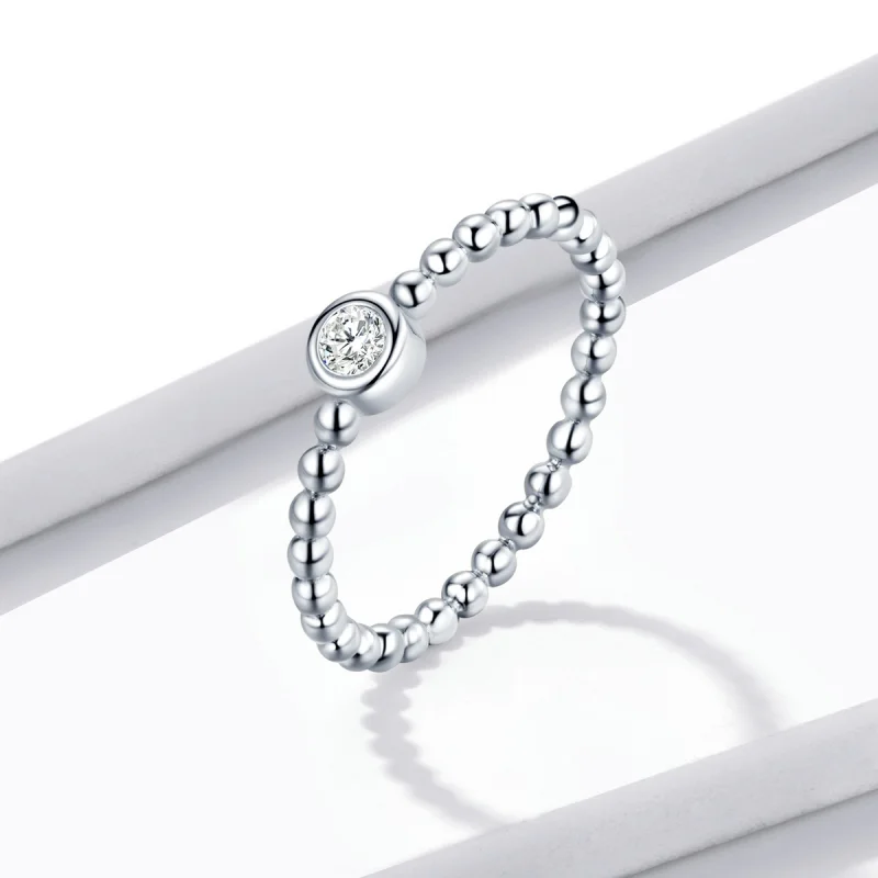 (image for) Pandora Style Simple - Round Zirconium Ring - BSR208-A - View 2