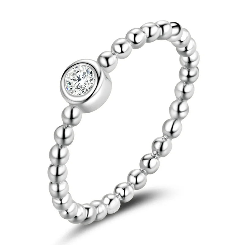 (image for) Pandora Style Simple - Round Zirconium Ring - BSR208-A - Product Image