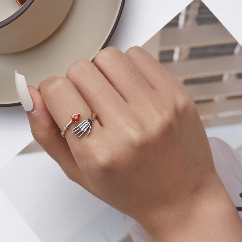 (image for) Pandora Style Skull Hand Open Ring - SCR876 - View 5