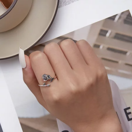 Pandora Style Skull Rose Open Ring - SCR879