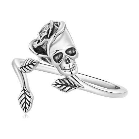 Pandora Style Skull Rose Open Ring - SCR879 Pandora Style Skull Rose Open Ring - SCR879
