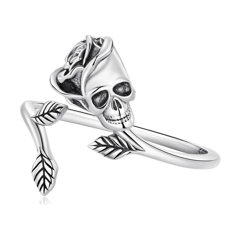 (image for) Pandora Style Skull Rose Open Ring - SCR879 - Product Image