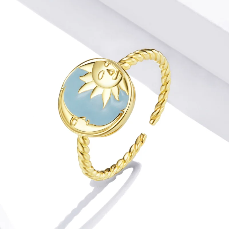 (image for) Pandora Style Sun and Moon Shine Together Open Ring - SCR732 - View 2