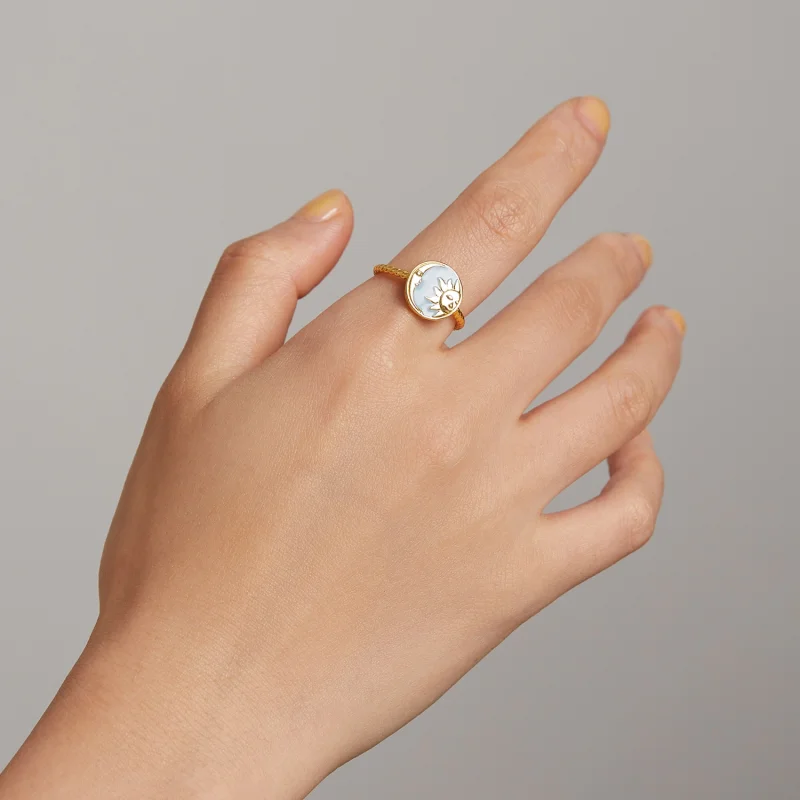 (image for) Pandora Style Sun and Moon Shine Together Open Ring - SCR732 - View 5