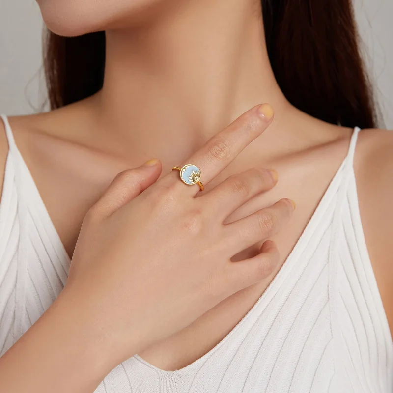 (image for) Pandora Style Sun and Moon Shine Together Open Ring - SCR732 - View 6