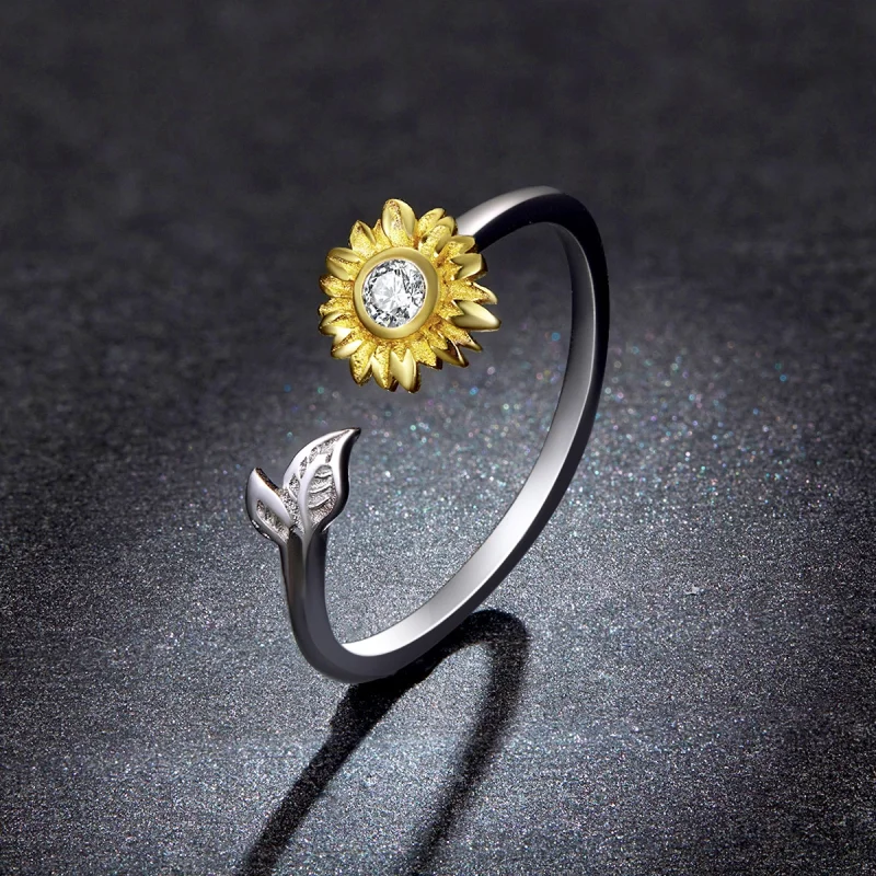(image for) Pandora Style Sun Flower Open Ring - BSR213 - View 5