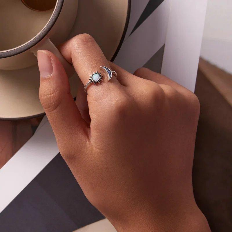 (image for) Pandora Style Sun, Moon, Stars Bestie Open Ring - SCR796 - View 5