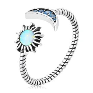 (image for) Pandora Style Sun, Moon, Stars Bestie Open Ring - SCR796