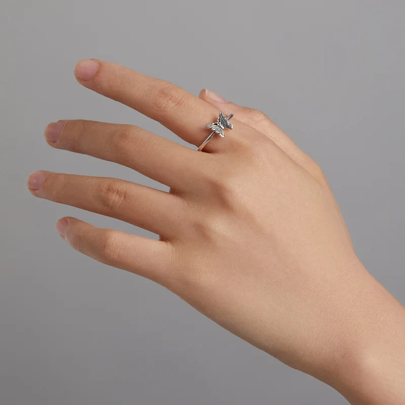 (image for) Pandora Style Swallowtail Butterfly Open Ring - BSR195 - View 8