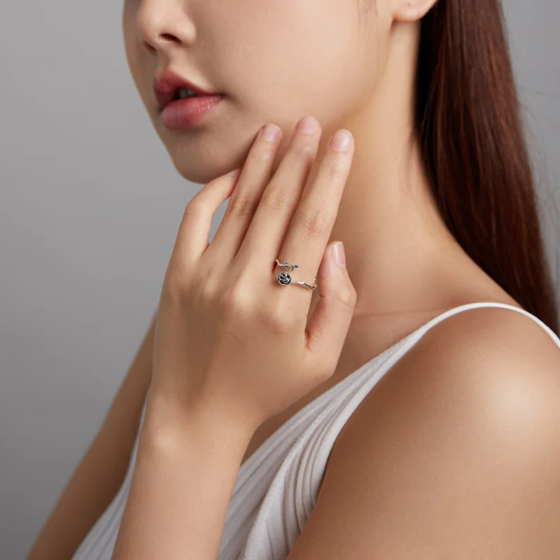 (image for) Pandora Style Thorny Rose Open Ring - BSR196 - View 7