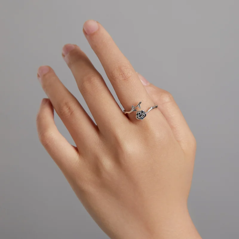 (image for) Pandora Style Thorny Rose Open Ring - BSR196 - View 8