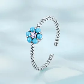 Pandora Style Turquoise Florets Open Ring - SCR884 Pandora Style Turquoise Florets Open Ring - SCR884