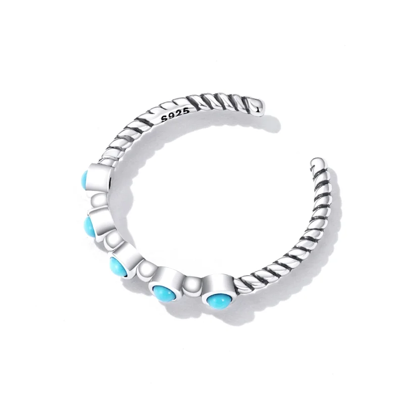 (image for) Pandora Style Turquoise Twist Open Ring - SCR823 - View 4