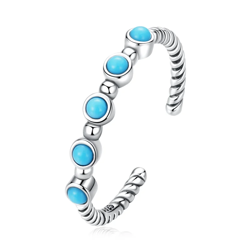 (image for) Pandora Style Turquoise Twist Open Ring - SCR823 - Product Image