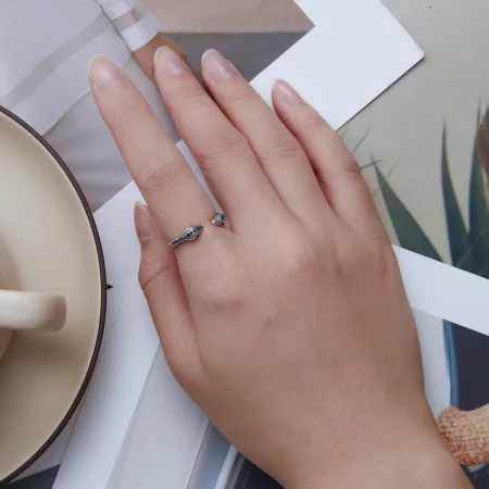 Pandora Style Two-Headed Snake Open Ring - BSR317-BU