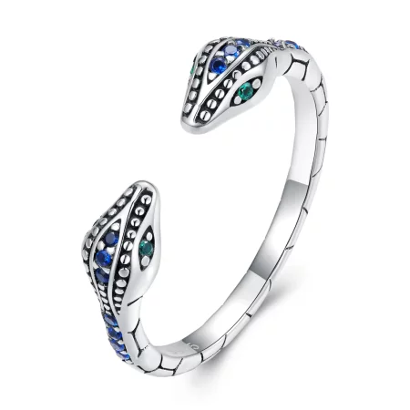Pandora Style Two-Headed Snake Open Ring - BSR317-BU
