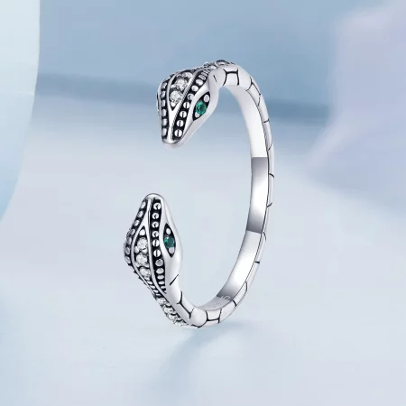 Pandora Style Two-Headed Snake Open Ring - BSR317