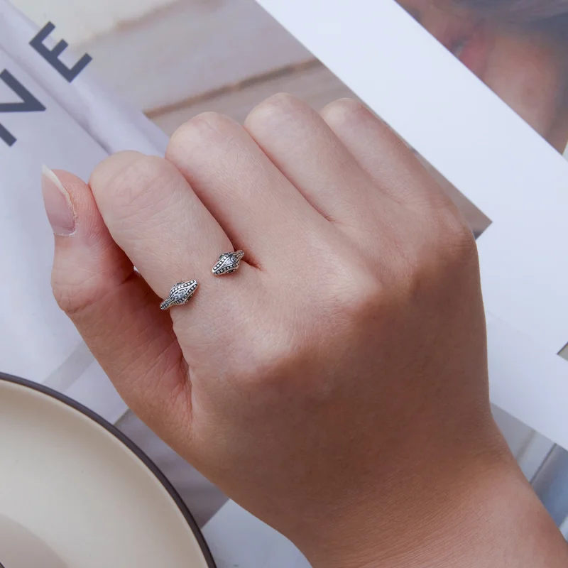 (image for) Pandora Style Two-Headed Snake Open Ring - BSR317 - View 6