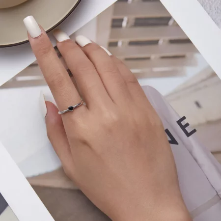 Pandora Style Vintage Black Zircon Open Ring - SCR878