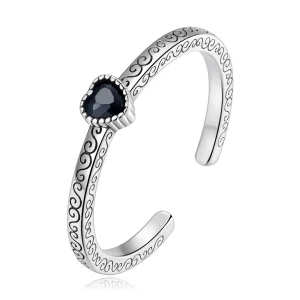 (image for) Pandora Style Vintage Black Zircon Open Ring - SCR878
