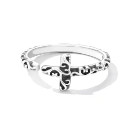 Pandora Style Vintage Cross Open Ring - VSR162 Pandora Style Vintage Cross Open Ring - VSR162