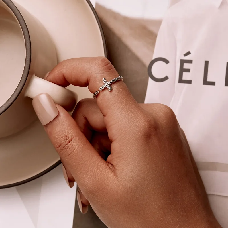 (image for) Pandora Style Vintage Cross Open Ring - VSR162 - View 7