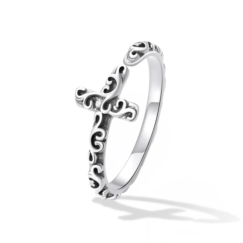 (image for) Pandora Style Vintage Cross Open Ring - VSR162 - Product Image