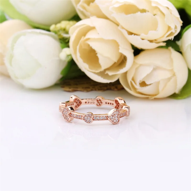 (image for) Alluring Hearts Ring, PANDORA Rose™ & Clear CZ - 187729CZ - View 3