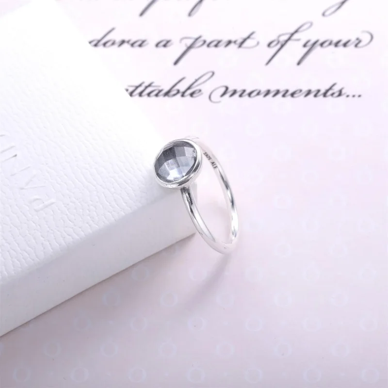 (image for) PANDORA April Droplet Birthstone Ring - 191012RC - View 3
