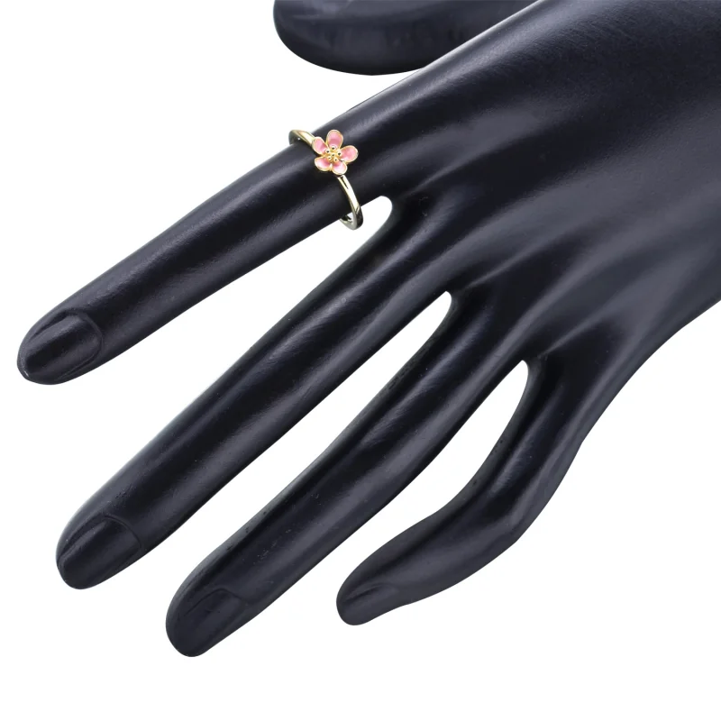 (image for) PANDORA Cherry Blossom Stackable Ring, Pink & 14K Gold Ring - 150174EN40 - View 4