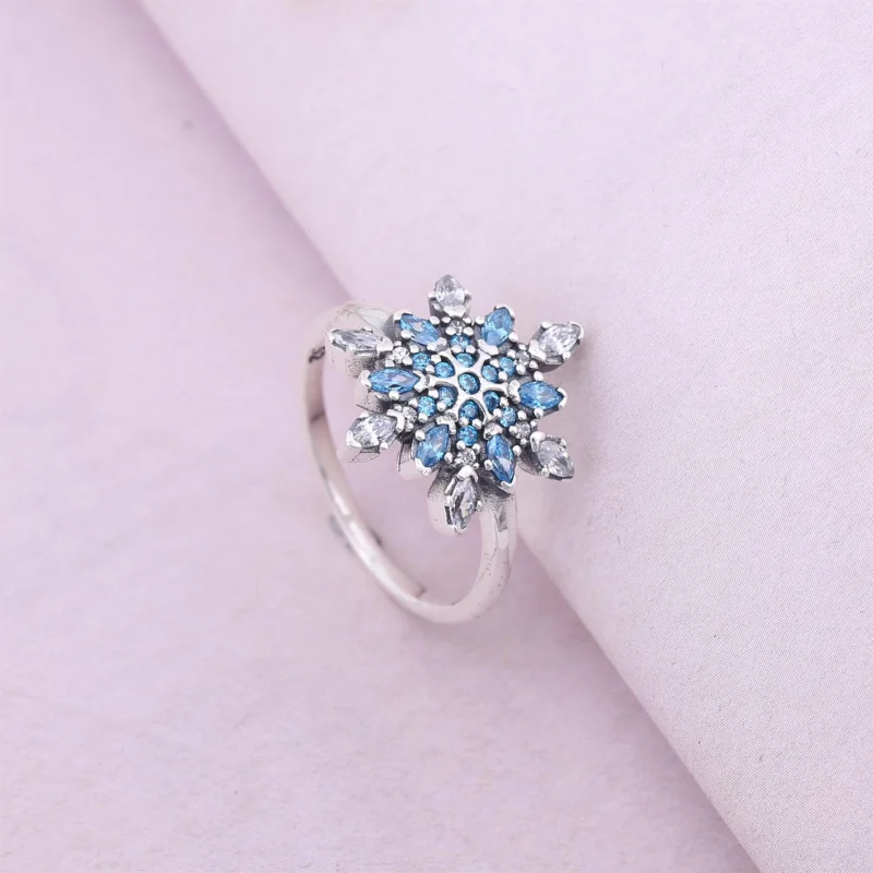 (image for) PANDORA Crystallised Snowflake Ring - 190969NBLMX - View 2