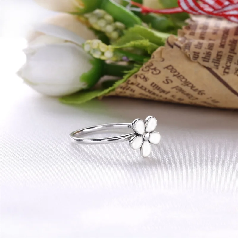 (image for) PANDORA Darling Daisy with White Enamel Ring RETIRED - 190899EN12 - View 3