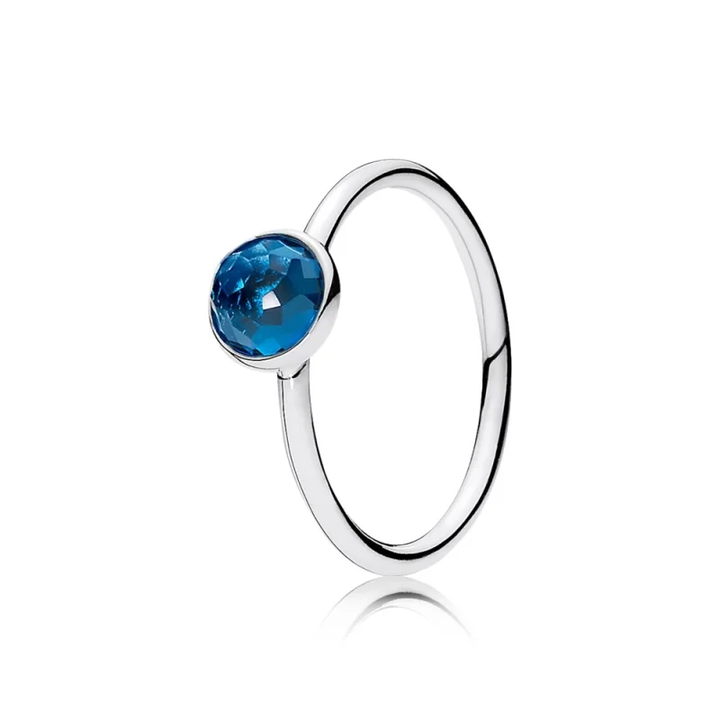 (image for) PANDORA December Droplet with London Blue Crystal Ring - 191012NLB - Product Image