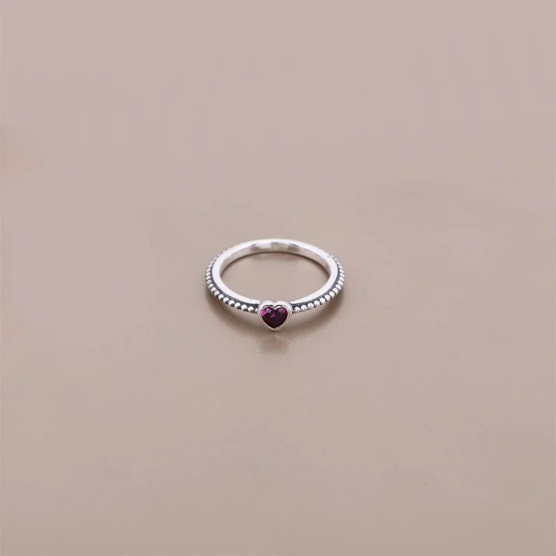 (image for) PANDORA Delicate Red Heart Ring - 190896SGR - View 2