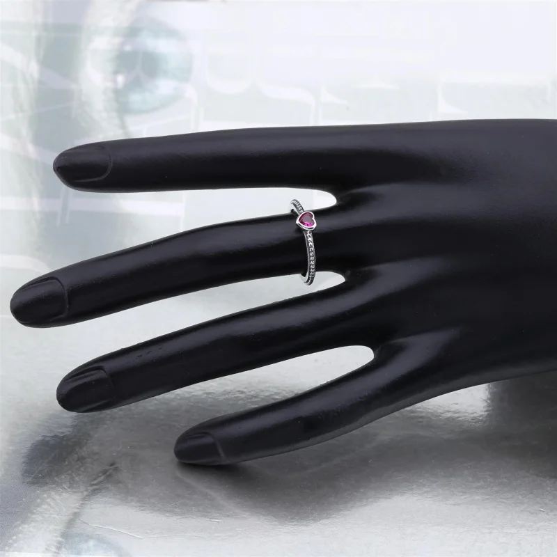 (image for) PANDORA Delicate Red Heart Ring - 190896SGR - View 4