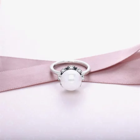 PANDORA Everlasting Grace Stackable Ring, Pearl & Clear Cz - 190916P