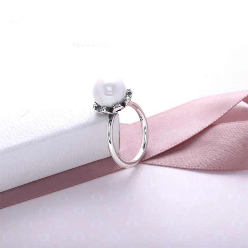 (image for) PANDORA Everlasting Grace Stackable Ring, Pearl & Clear Cz - 190916P - View 3