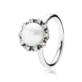 PANDORA Everlasting Grace Stackable Ring, Pearl & Clear Cz - 190916P PANDORA Everlasting Grace Stackable Ring, Pearl & Clear Cz - 190916P