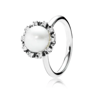 (image for) PANDORA Everlasting Grace Stackable Ring, Pearl & Clear Cz - 190916P